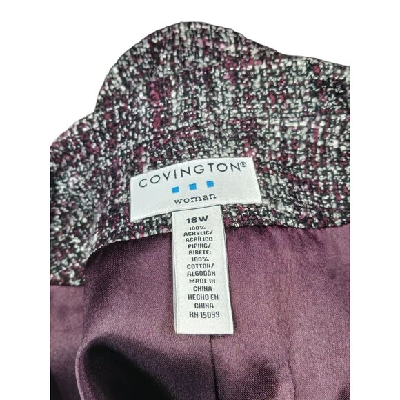 Covington Woman Career Blazer Plus Size 18W Plum Purple Lined Velvet Trim VTG - Picture 7 of 7